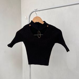 Cutout Ribbed Knit Top