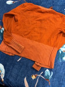 Orange Button-Down Cardigan