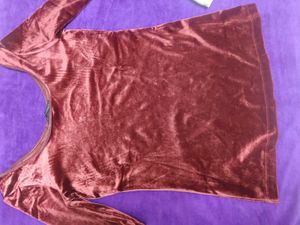 Burgundy Velvet Long Sleeve Top