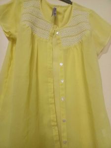 Yellow Sheer Netted Jacket /shirt With Size L