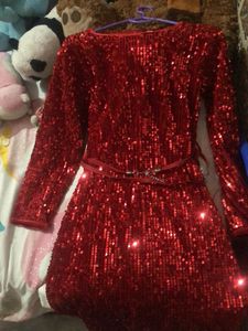 Red Sequin Party Dress