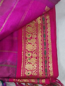 Magenta Silk Saree with Gold Details