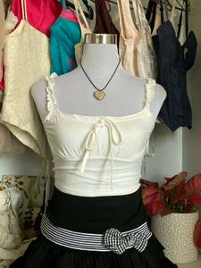 Ruched Ruffle Strap Top