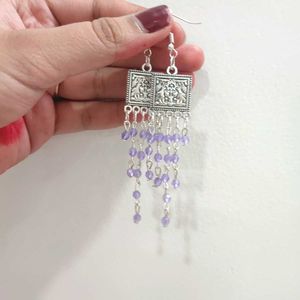 Festive Purple Crystal Earrings
