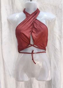 221611. Cute Rust Halter Top