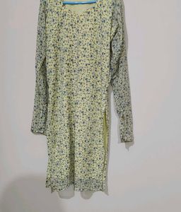 Floral Butter Yellow Kurti