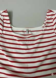Striped Square Neck Top
