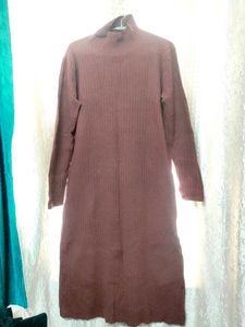 Brown Knit Midi Dress