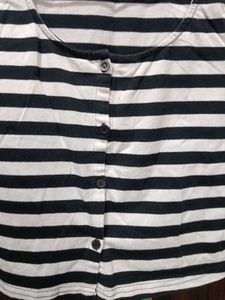 Crop Top White And Blue Stripes