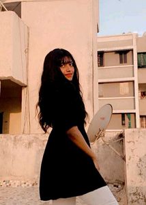 Black Square Neck Puff Sleeve Dress