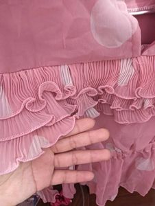 Pink Polka Dot Ruffle Blouse