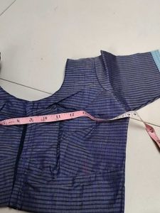 Light Blue Checked Cotton Saree ..