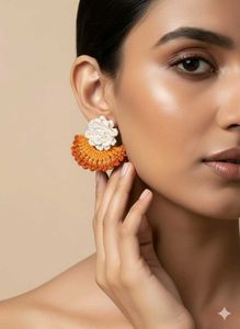 Blooming handmade Crochet Fan Earrings