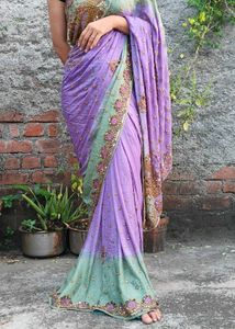 Elegant Purple hend work Saree