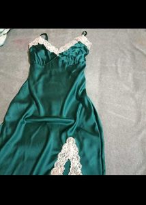 sea Green Lace Trim Slip Dress