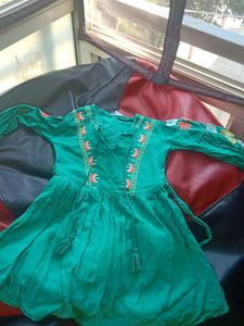 Girls Semi Cotton Frock For 3-4 Years