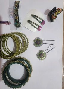 Trending silk thread kundan bangle with clip set