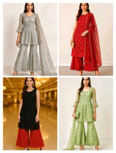 6 Zari Moti Sitara Resham Work Imported Sharara