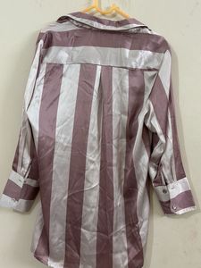 Zara Striped Satin Button-Down Top