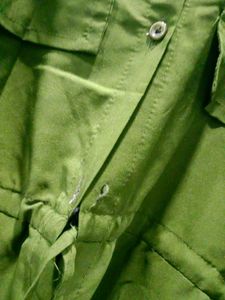 Dark Green Pocket Design Elastic Dress