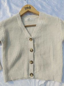 H&amp;M Cream Knit Cropped Cardigan