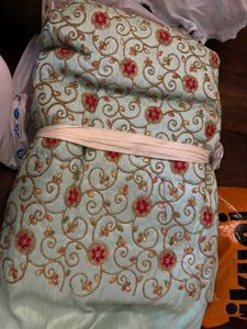 SeaGreen Silk Embroidered Fabric