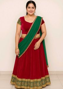 PINK VELVET LEHENGA CHOLI🩷