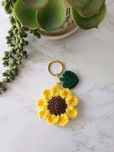 Crochet sunflower keychain