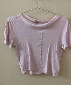 Lilac Ruffle-Trim Crop Top