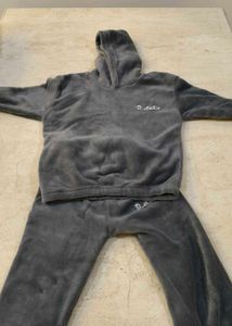 Gray Fleece Hoodie Set