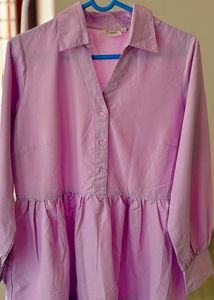 Lilac Tiered Cotton Poplin Shirt Dress – Imported