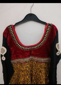 kurta with net sleeves anarkali