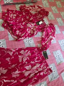 Pink Georgette Sharara Coord Set