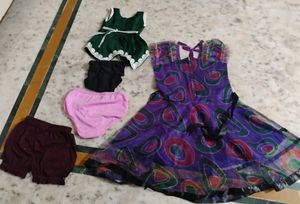Kids Combo: Fancy Dress, Top and 3 Pantis Set