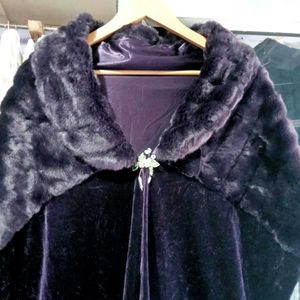 Korean  Faux Fur Poncho