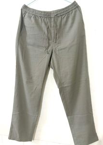 Stretchable Waist Greenish Grey Pants