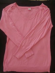 Pink V-Neck Button Detail Maternity Sweater