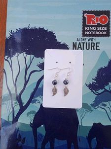 Silver Oxidised Leaf Charm Earrings