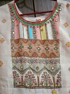 Beautiful Kurti With Lining , Off White Colour