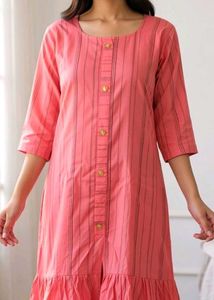 Elegant Pink Striped Kurta