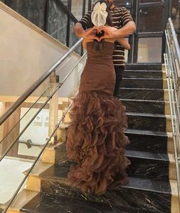 Brown Ruffled Gown I&#39;m Wears This Only For 2 Hrs
