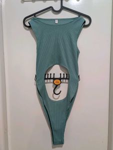 Green Cutout Bodysuit