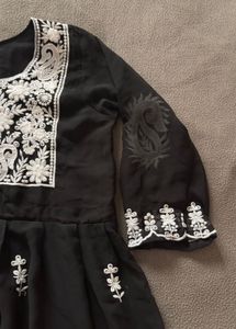 Black Embroidered Chiffon Kurta