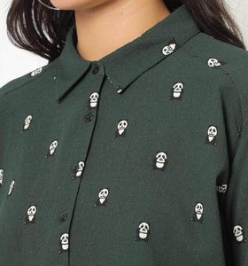 Panda Print Button-Down Shirt