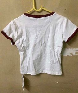 White Red Lining Top