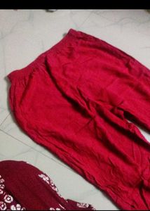 Red Embroidered Kurta Set