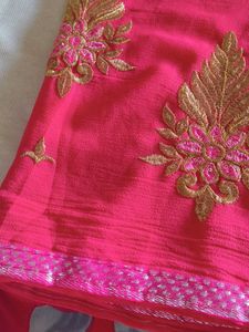 Elegant Red Embroidered Saree
