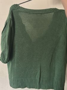 Floral Embroidered Green Cardigan