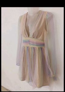 RAINBOW MESH SKATER DRESS