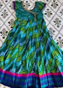 Stylish Green &amp; Blue Ethnic Dress
